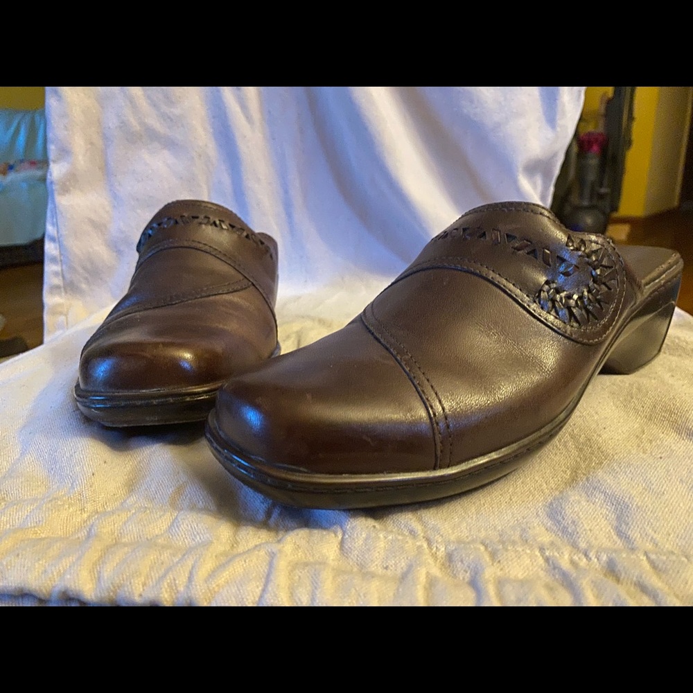 Clarks chocolate brown mule. Size 10